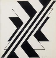 Fajó János (1937-2018): Geometrikus kompozíció, 1971. Tus, papír, jelezve jobbra lent. Üvegezett fak...