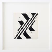 Fajó János (1937-2018): Geometrikus kompozíció, 1971. Tus, papír, jelezve jobbra lent. Üvegezett fak...