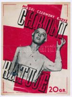 1939 A Lengyel Vöröskereszt "Chroni Ratuje" kiadványának reklámgrafikája, fotómontázs hártyapapíron, szign. Kruszewszka Meyer, hajtott, 18×13,5 cm / Polish Red Cross