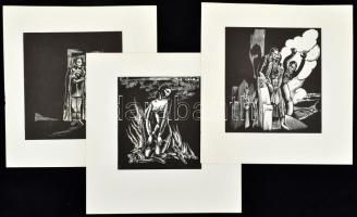 Buday György (1907-1990): 10 db jelzés nélküli fametszet, 10x9 cm és 11,5x10,5 cm közötti méretben