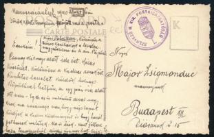 1940 Képeslap "SZERVEZŐ M. KIR. POSTAIGAZGATÓSÁG 1."
