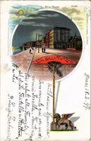 1899 (Vorläufer) Zadar, Zara; Un Saluto da Zara. Riva Nuova / quay, street view. Hermann Seibt (Kretzschmar &amp; Schatz) Art Nouveau, litho (EB)