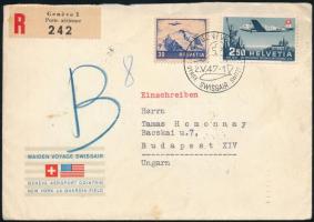 1947 Alkalmi ajánlott légi levél / Special airmail registered cover