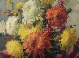 Henczné Deák Adrienne (1890-1956): Csendélet. Olaj, vászon, jelzett. Dekoratív fakeretben. 80x60 cm....