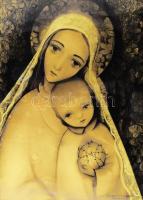 Kákonyi M Konstantina ( Constantina, 1908-1998): Art deco madonna a kisdeddel, 1942. Vegyes technika...