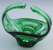 Cseh anyagában színezett üveg asztaldísz, 24x21 cm