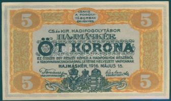 Hajmáskér/hadifogolytábor 1916. 5K sor- és sorozatszám nélkül T:I