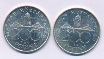 1994. 200Ft Ag "Deák" (2x) T:AU,XF patina Adamo F13.1