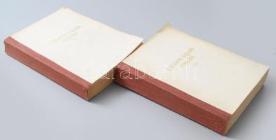 A XII. kerület hegyvidék történetéből I-V. rész. Gépirat. [Két kötetbe kötve.] 1. rész: Hegyek-völgyek, utcák, terek. 2. rész: A kerület múltja, munkásmozgalmi adatok. 3. rész: Műemlékek-emlékművek. 4. rész: Történelmi alakok-művészek. 5. rész: Közlekedés, közművek, kereskedelem, mezőgazdaság, sport, közigazgatási határok. hn., én., nyn., 2+323 p. 324-596 p. Félvászon-kötések, kissé foltos borítókkal, a borítókon apró szakadásokkal, az I. kötet végén a lapokon szamárfülekkel.