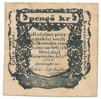 Komárom 1849. 5kr 2mm-es betűk T:F / Hungary / Komárom 1849. 5 Krajczár 2mm wide letters C:F Adamo KOM-3.1