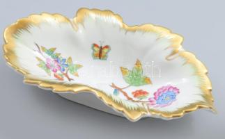 Herendi Viktória mintás leveles tálka, jelzett, hibátlan, h: 14,5 cm