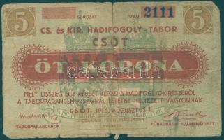 Csót/hadifogolytábor 1916. 5K sorozatszám nélkül T:IV