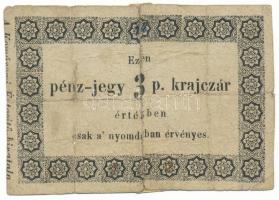 Komárom / Értesítő Hivatal 1849.04.06. 3kr T:G ragasztott / Hungary / Komárom / Notification Office 1849. 3 Krajczár C:G taped Adamo KOM-4.1