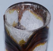 Spiegelau habüveg váza, jelzés nélkül, lepattanással, m: 21,5 cm