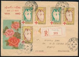 1961 Ajánlott levél 7 db bélyeggel Romániába / Registered cover with 7 stamps to Romania