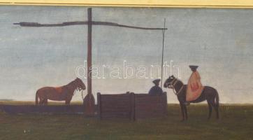 Kurucz D. István (1914-1996): Alkonyat a Hortobágyon, 1964. Olaj, farost, jelezve jobbra lent, hátol...