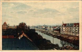 1913 Temesvár, Timisoara; Béga részlet, Józsefváros / Begapartie m. Josefstadt / Iosefin, Bega riverside (ragasztónyom / glue marks)