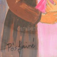 Pósfainé L. Kovács Júlia (1935-): Bunkerben. Vegyes technika, papír, jelzett. Dekoratív, üvegezett f...