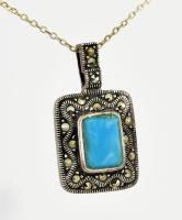 Ezüst (Ag) nyaklánc medállal, markazitkövekkel, jelzett, bruttó 5,8g