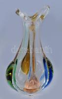 Cseh multicolor színezésű váza, jelzés nélkül, hibátlan, m: 21,5 cm