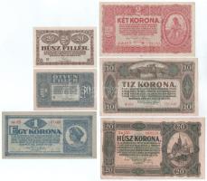 1920. 20f - 20K (6xklf) T:F, közte több szép papír, egyiken pici szakadás
