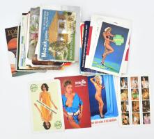 cca 90 db kártyanaptár, közte politikai hirdetéssel, illetve pár erotikus kártyanaptár