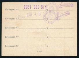 1981 Külügyminisztériumi ideiglenes belépési engedély