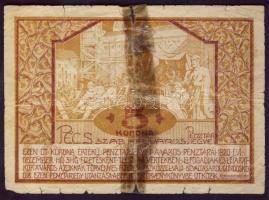 Pécs 1920. 5K pénztárjegy T:IV-