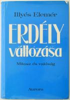 Illyés Elemér: Erdély változása. Mítosz és valóság. München, 1975, Aurora, 359 p. Első kiadás. Kiadói egészvászon-kötés, jó állapotban, kissé sérült kiadói papír védőborítóban. Az elülső szennylapon gróf Tisza István (1944- ) és gróf Tisza Istvánné Gyányi Magdolna (1943-2024) névbejegyzésével.