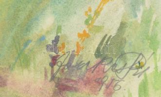 Fazekas Pál (1915-1978): Templom a tájban, 1956. Akvarell, papír. Jelezve jobbra lent. Dekoratív, üv...