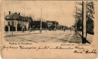 1900 Varasd, Warasdin, Varazdin; Kolodvorska ulica / Bahnhofstrasse. verlag von C. Trampus / vasútállomás, utca / railway station, street (b)