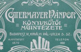 cca 1900-1910 Gottermayer Nándor Könyvkötői Műintézete szecessziós zöld, dombornyomott reklámcímkéje...