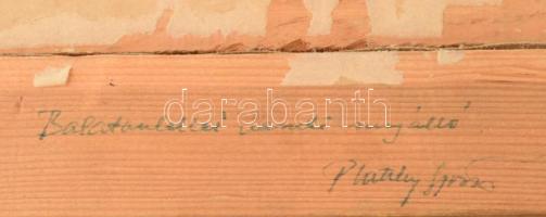 Platthy György (1908-2003): Balatonlellei vasúti megálló, 1955. Olaj, vászon, jelezve jobbra lent, h...