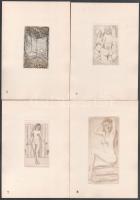 12 db ex libris rézkarc. Kass János, Vertel Ferenc, stb. XIV. nemzetközi ex libris kiállításra készü...