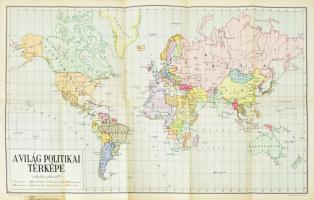 1953 A világ politikai térképe. Szikra Könyvkiadó, kis elszíneződéssel, 41x67 cm