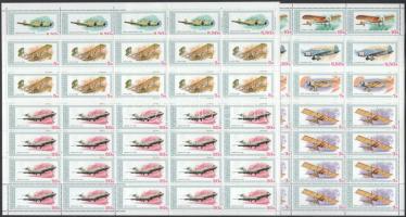 1979 A repülés története sor záróérték nélkül hajtott ívekben, 5S érték másodpéldánnyal Mi 850-856 A / set without final value in folded sheets