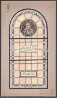 Majoros Károly (1867-) festő, grafikus, üvegfestő (művei pl.: marosvásárhelyi kultúrpalota, az egri székesegyház és budapesti Városmajori templom) tervrajza, vegyes technika, papír, kartonra kasírozva, pecséttel jelzett, 28×13 cm