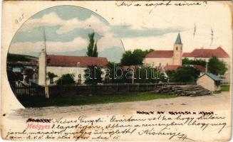 1905 Medgyes, Mediasch, Medias; látkép, zsinagóga. Fritz Guggenberger kiadása / general view, synagogue (EB)