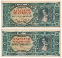 1946. 100.000MP (2x) közeli sorszámok "B 226 050333 + B 226 050337" T:XF-VF, szép papír, sarokhajlás Adamo P30