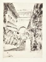 Baky Győző (1902-1972): Arab utcarészlet, 1931. Rézkarc, papír. Jelzett a karcon. 28x19,5 cm