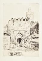 Baky Győző (1902-1972): Arab utcarészlet, 1931. Rézkarc, papír. Jelzett a karcon. 28x19,5 cm