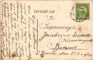 Dunaharaszti, vasútállomás, gőzmozdony, vonat. Adler Adolf kiadása (fl)