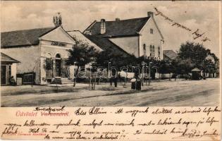 1907 Varannó, Vranov nad Toplou; utca, vendéglő, Cséri Herman üzlete és saját kiadása / street view, restaurant, publisher's shop (fl)