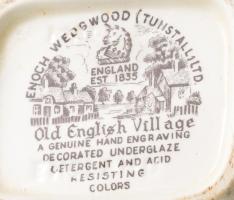 Enoch Wedgewood fajansz teás kanna 23 cm + 3 db csésze Matricás, jelzett, hibátlan