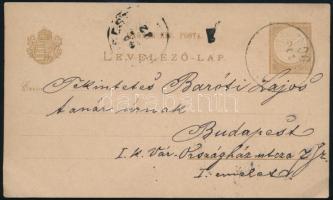 1884 Baróti Lajos (1856-1933) erdélyi irodalomtörténésznek szóló képeslap