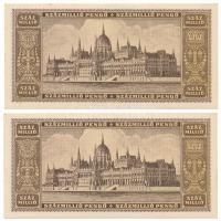 1946. 100.000.000P (2x) sorszámkövetők "P 252 094182 - P 252 094183" T:AU
Hungary 1946. 1...