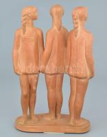 Gömbös László (1926-): Barátnők. Terrakotta jelzett, hibátlan, m:30 cm