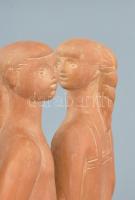 Gömbös László (1926-): Barátnők. Terrakotta jelzett, hibátlan, m:30 cm