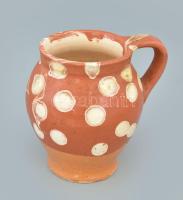 Retro pettyes köcsög. Mázas kerámia, hibátlan 13 cm