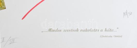 Veszely Ferenc (1945-), kétoldalas mű: Múzsa, 1985. Ofszet, applikáció, papír, jelzett, művészpéldán...